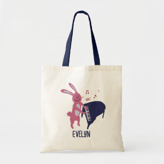 Cartoon Bunny Playing Piano Musical Personalised  Tote Bag