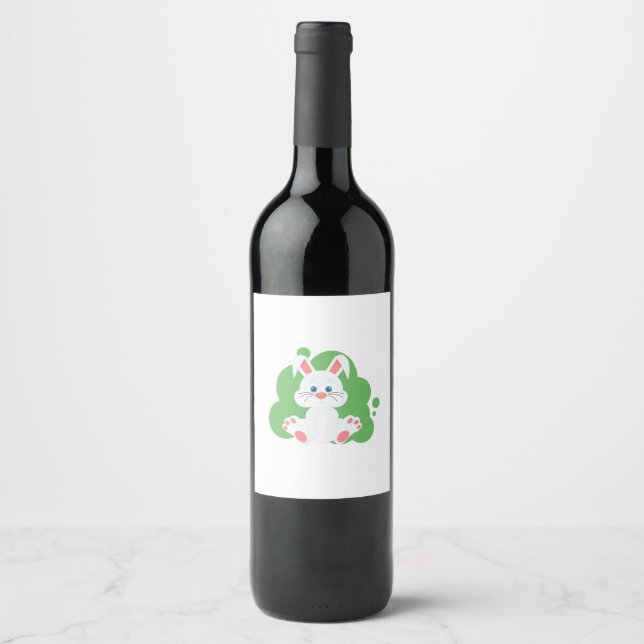 Cartoon bunny splash wine label (Front)