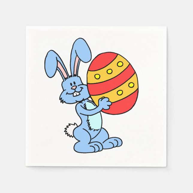 Cartoon Bunny With Colourful Easter Egg Napkin (Front)