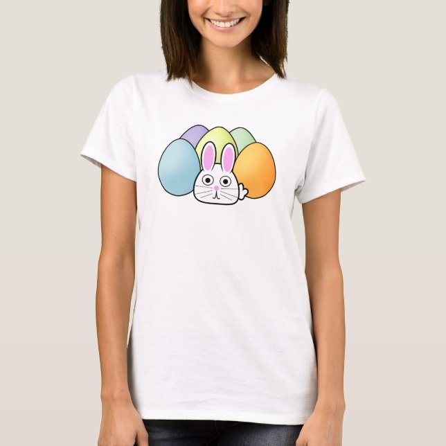Cartoon Bunny with Eggs T-Shirt (Front)