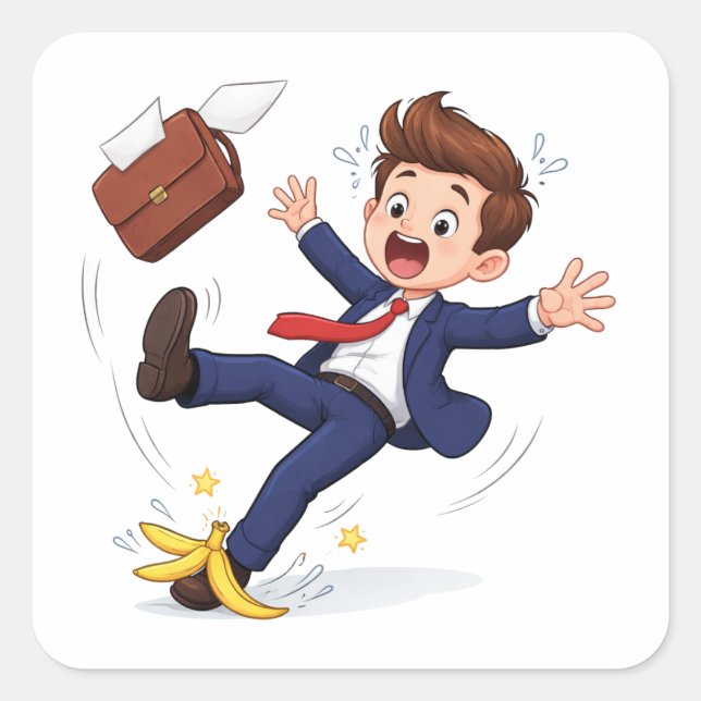 Cartoon Businessman Slipping Sticker (Front)