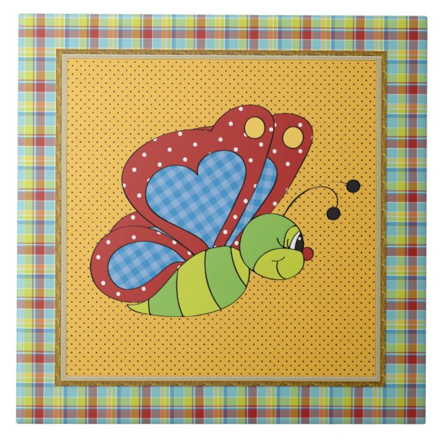Cartoon Butterfly ceramic fun tile (Front)