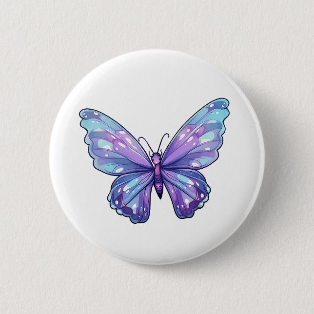Cartoon butterfly illustration 6 cm round badge (Front)