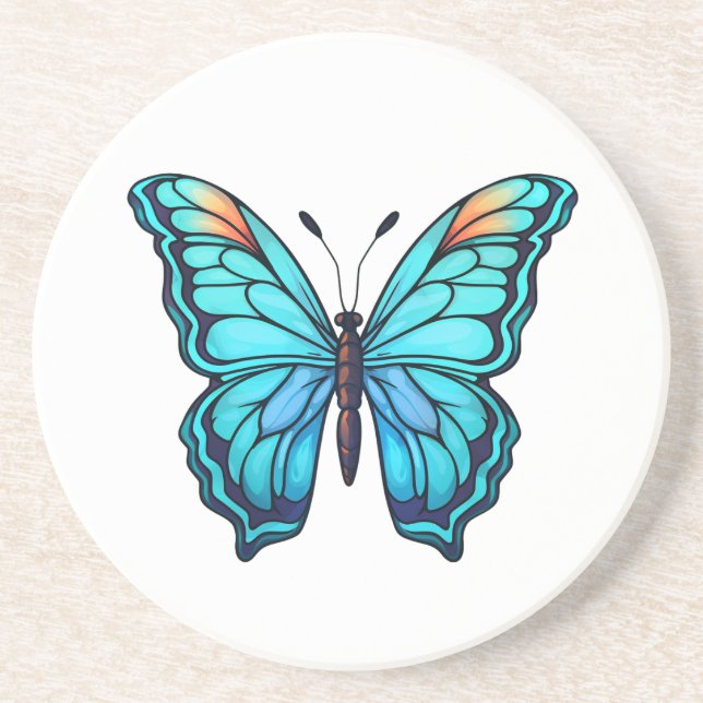 Cartoon butterfly illustration coaster (Front)