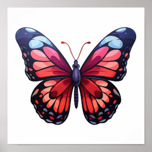 Cartoon butterfly illustration poster