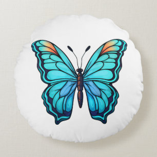 Cartoon butterfly illustration round cushion