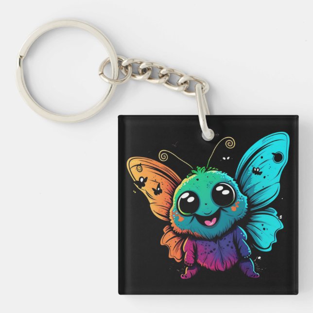 cartoon-butterfly-with-butterfly-its-head key ring (Front)