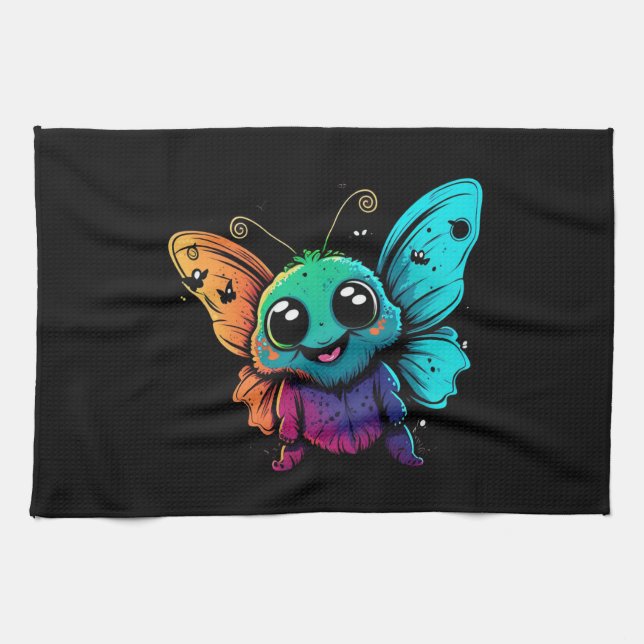 cartoon-butterfly-with-butterfly-its-head tea towel (Horizontal)
