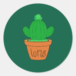 Cartoon cactus classic round sticker