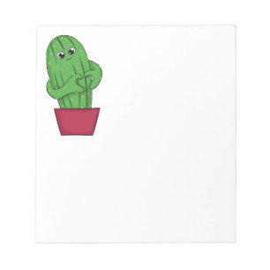Cartoon Cactus making Heart Sign with Hands Notepad