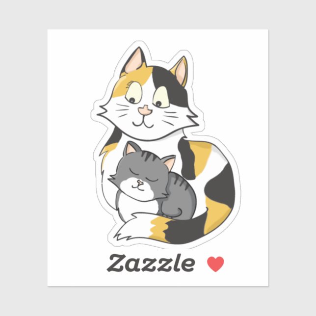 Cartoon Calico Cat and Tabby Kitten (Sheet)
