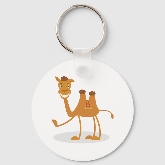 Cartoon Camel Smiling Desert Animal Character Key Ring (Front)