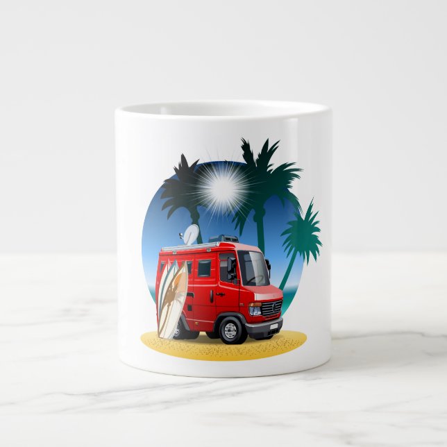 Cartoon Camper Large Coffee Mug (Front)