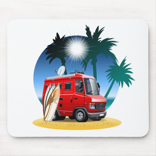 Cartoon Camper Mouse Mat (Front)