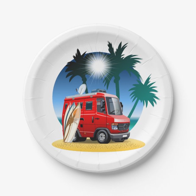 Cartoon Camper Paper Plate (Front)