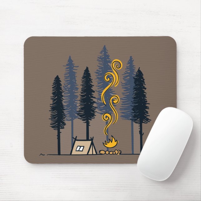 Cartoon Camping Mouse Mat (With Mouse)