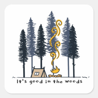 Cartoon Camping Square Sticker