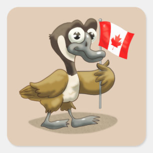 Cartoon Canada Goose Square Sticker
