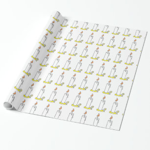 Cartoon Candle Holiday Candlestick Design Wrapping Paper