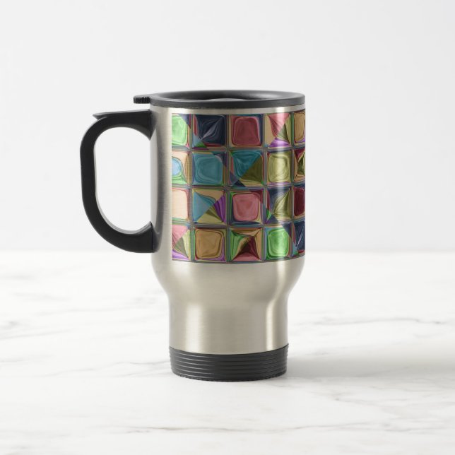 Cartoon Candydrops Mosaic Tile Art Travel Mug (Left)