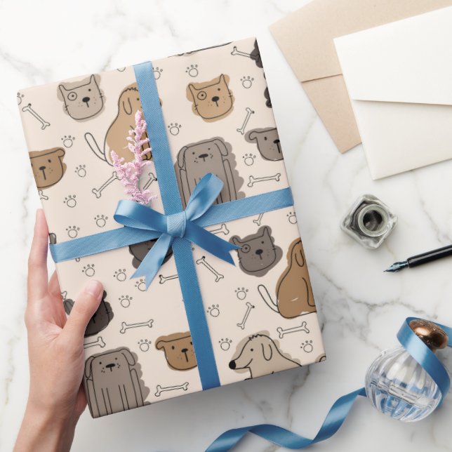 Cartoon Canine Cuteness Wrapping Paper (Gifting)