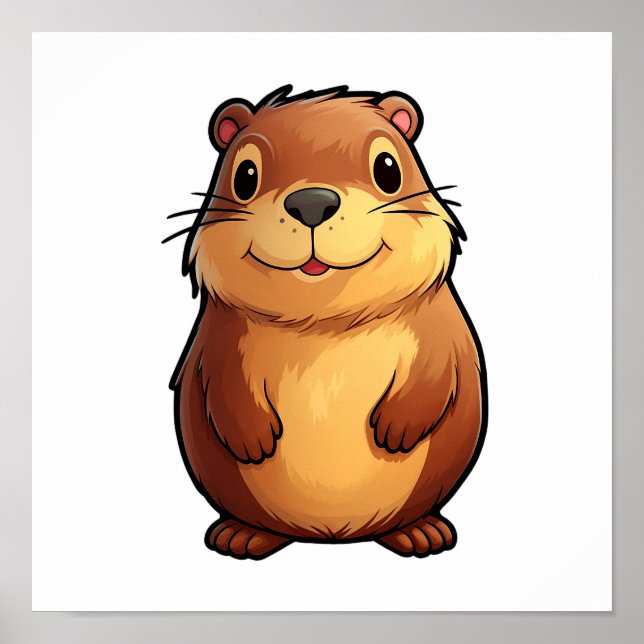 Cartoon capybara illustration poster (Front)