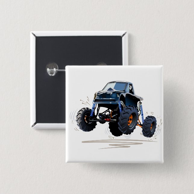 Cartoon car 15 cm square badge (Front & Back)