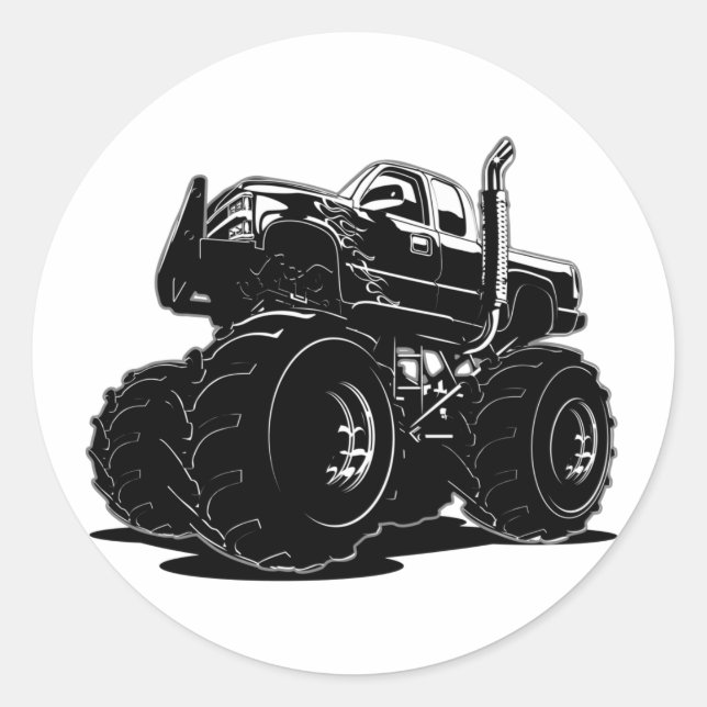 Cartoon car classic round sticker (Front)