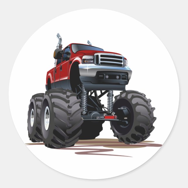 Cartoon car classic round sticker (Front)