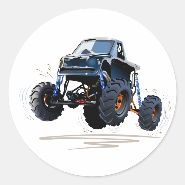Cartoon car classic round sticker (Front)