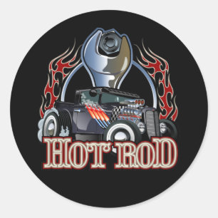 Cartoon car classic round sticker