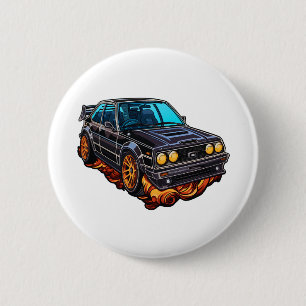 Cartoon car illustration 6 cm round badge