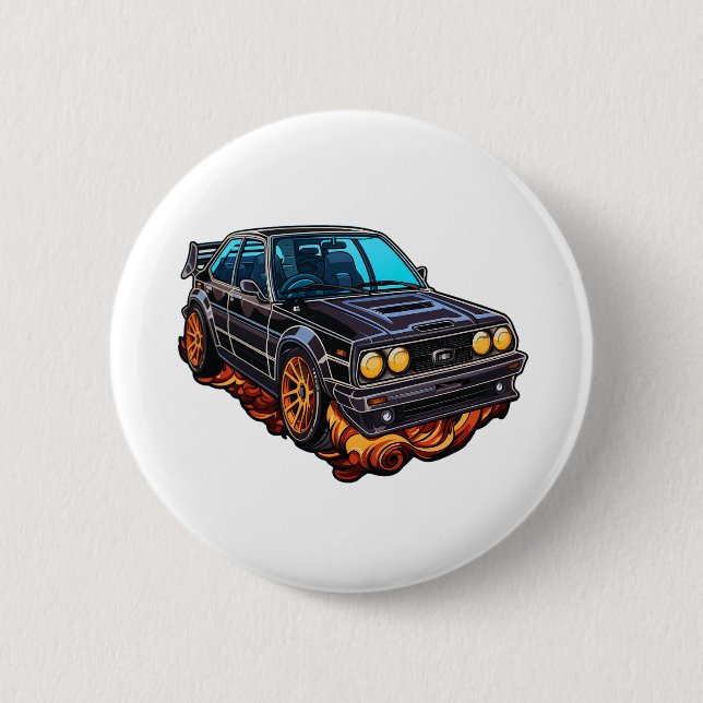Cartoon car illustration 6 cm round badge (Front)