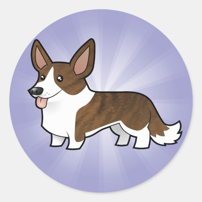 Cartoon Cardigan Welsh Corgi Classic Round Sticker (Front)