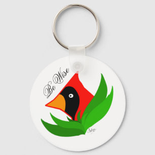 Cartoon Cardinal Bird Key Ring