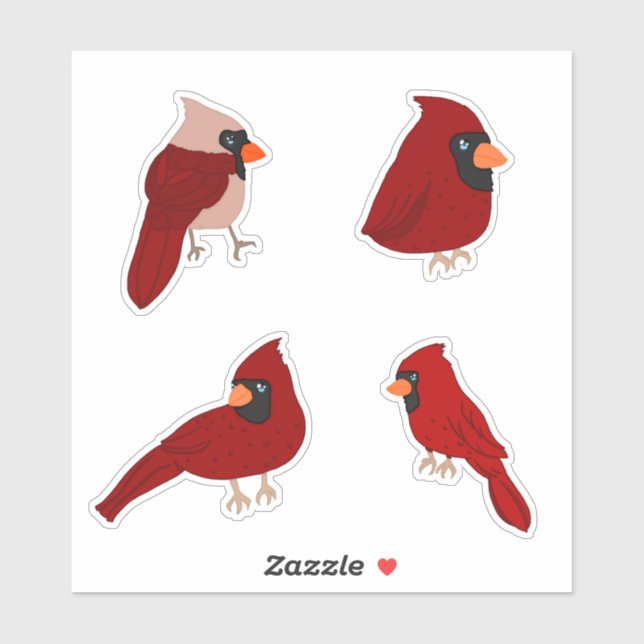 Cartoon Cardinal Sticker Pack (Sheet)