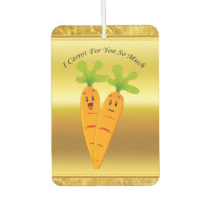 Cartoon carrots with big eyes and a smile to go car air freshener