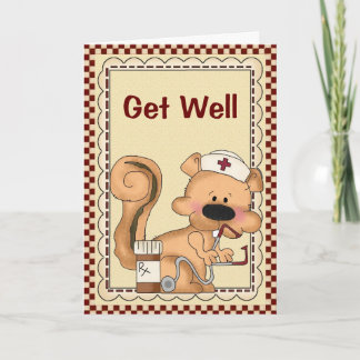 Cartoon Cartoon Squirrel Get Well Card