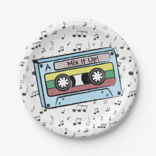 Cartoon Cassette Tape & Music Notes (Mix It Up) Paper Plate