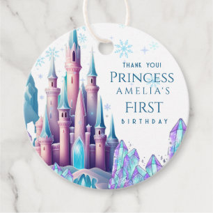  Cartoon Castle Frozen Kingdom 1st Birthday  Favour Tags