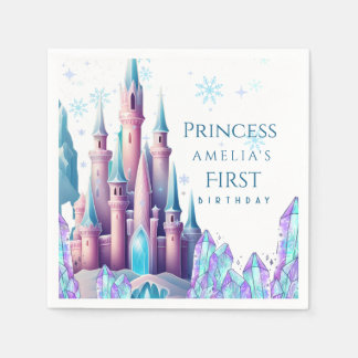 Cartoon Castle Frozen Kingdom 1st Birthday Paper Napkin