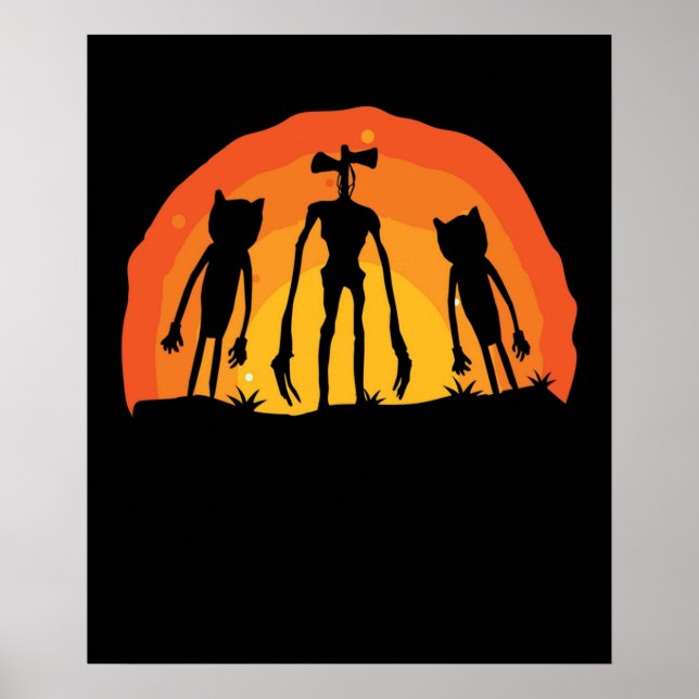 Cartoon Cat and Siren Head Costume for Kids Boys Poster (Front)