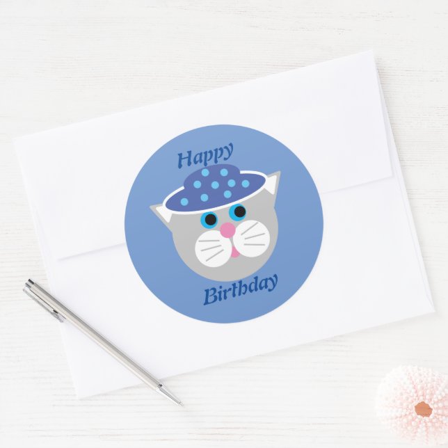  Cartoon Cat Birthday Sticker (Envelope)