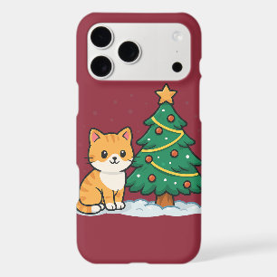 Cartoon Cat by Christmas Tree Snowy Sticker