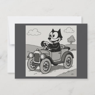 Cartoon Cat Car Postcard