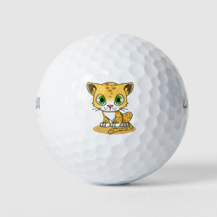 Cartoon Cat Character Feline L Leopard Golf Balls