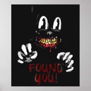 Cartoon cat Creepy Horror trick or treat Poster