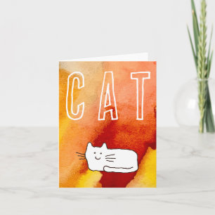 Cartoon Cat Doodle Line Art Folded Note Card