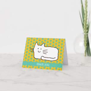 Cartoon Cat Doodle Line Thank You Folded Note Card