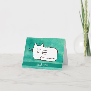 Cartoon Cat Doodle Line Thank You Folded Note Card